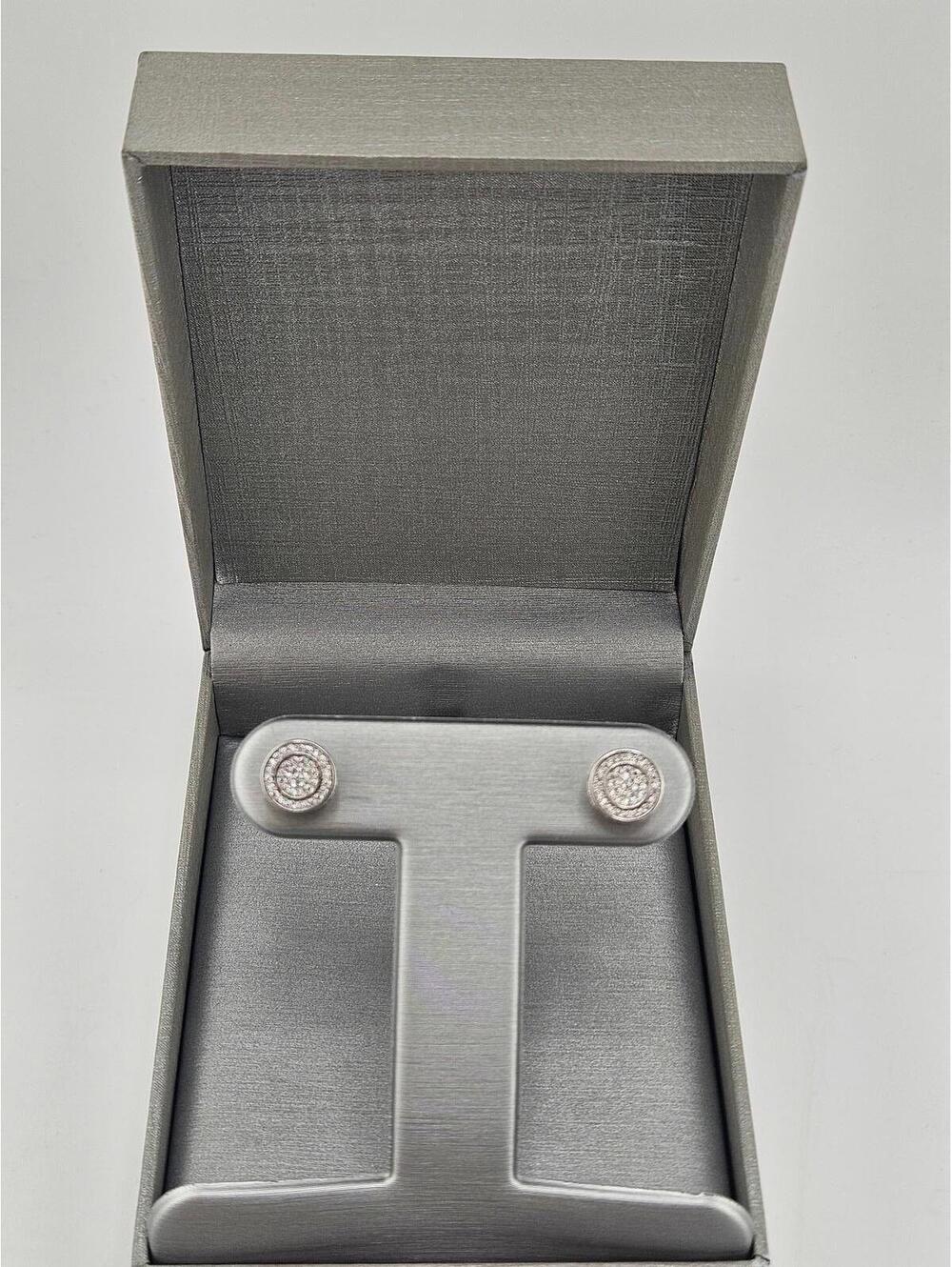 10.2mm Round Sterling Silver Moissanite Stud Earring, Screwbacks